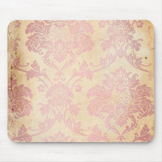 Vintager rosa Damast Mousepad (Vorne)