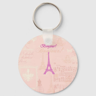 Vintager rosa Eiffel-Turm Schlüsselanhänger