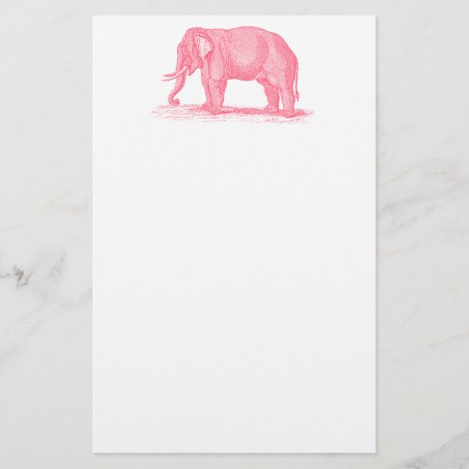 Vintager rosa Elefant 1800er Jahre Elefantenillust Briefpapier (Vorderseite)