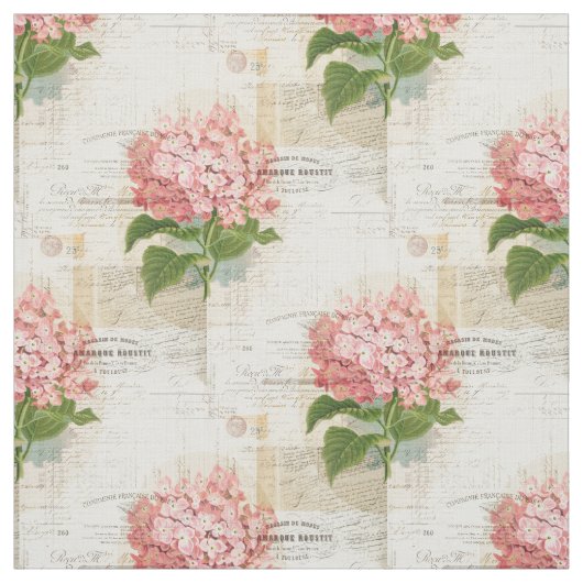 Vintager rosa Hydrangea-französisches Stoff (Muster)