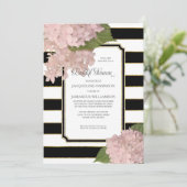 Vintager rosa Hydrangea-nobles modernes Brautparty Einladung (Stehend Vorderseite)