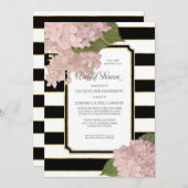 Vintager rosa Hydrangea-nobles modernes Brautparty Einladung (Vorne/Hinten)