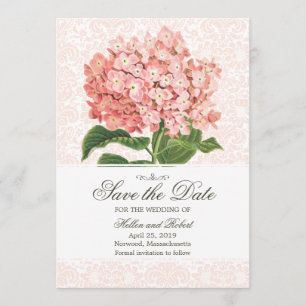 Vintager rosa Hydrangea Save the Date