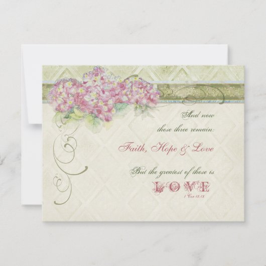 Vintager rosa Hydrangea - UAWG Response Card RSVP Karte (Vorderseite)