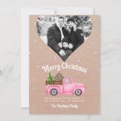 Vintager rosa LKW Weihnachtsbaum Foto Feiertagskarte (Vorderseite)