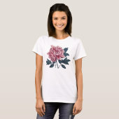 Vintager rosa Pfingstrosen-T - Shirt (Vorne ganz)