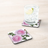 Vintager rosa Pfingstrosen-Untersetzer Getränkeuntersetzer (Rechte Seite)