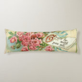 Vintager rosa Rosen-Blumenscripture-Vers Seitenschläferkissen (Vorderseite)