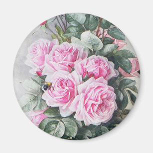 Vintager rosa Rosen-Blumenstrauß Magnet