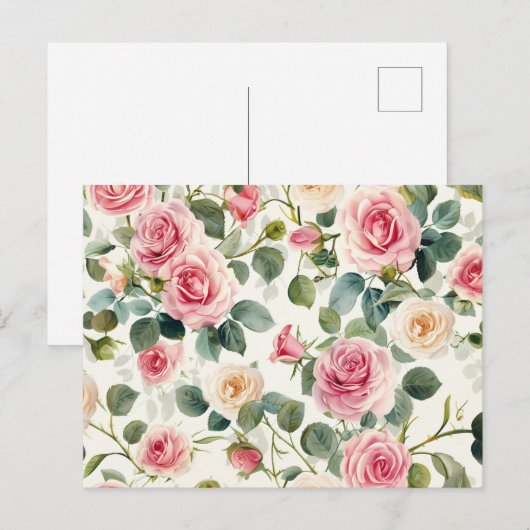 Vintager Rosa-Rosentag Feiertagspostkarte (Vorne/Hinten)