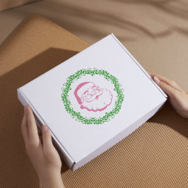 Vintager, rosa Santa-Rahmen durch grüne Kranz-Weih Aufkleber