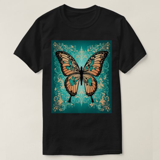 Vintager rosa Schmetterling mit faszinierender Blu T-Shirt (Design vorne)