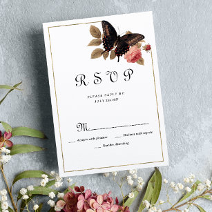 Vintager Rosa-Schmetterling-UAWG Einladung