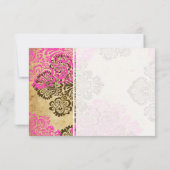 Vintager rosa und brauner Damast Dankeschön Karte (Rückseite)