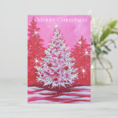 Vintager Rosa Weihnachtsbaum Feiertagskarte (Stehend Vorderseite)