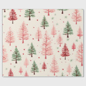 Vintager Rosa Weihnachtsbaum Geschenkpapier (Flach)