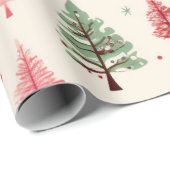Vintager Rosa Weihnachtsbaum Geschenkpapier (Rolleneckpunkt)