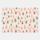 Vintager Rosa Weihnachtsbaum Geschenkpapier Set (Vorderseite)