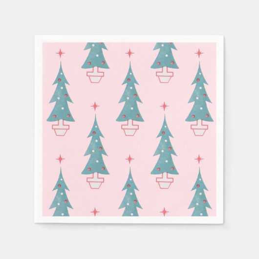 Vintager Rosa Weihnachtsbaum Serviette (Vorderseite)