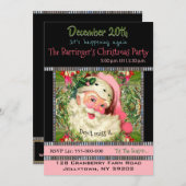 Vintager rosa Weihnachtsmann zu Weihnachten Party  Einladung (Vorne/Hinten)