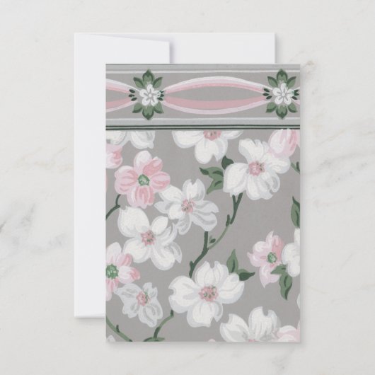 Vintager rosa weißer Hartriegel-BlumenParty Einladung (Rückseite)