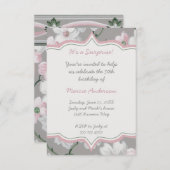 Vintager rosa weißer Hartriegel-BlumenParty Einladung (Vorne/Hinten)