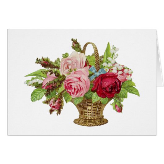 Vintager Rosen-Blumen-Korb (Vorderseite (Horizontal))