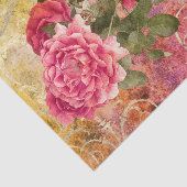 Vintager Rosen-rosa Golddamast-Blumenmuster Seidenpapier (Ausschnitt)