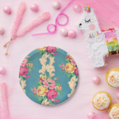 Vintager Rosen- und Rollegewebepapier-Teller Pappteller (Party)