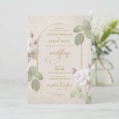 Vintager Rosengarnelenbogen Einladung (Stehend Vorderseite)