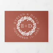Vintager Rosenkranz Terrakotta Hochzeit Dreifach Gefaltete Einladung (Cover)