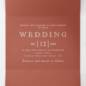 Vintager Rosenkranz Terrakotta Hochzeit Dreifach Gefaltete Einladung (Innenseite Mitte)