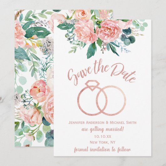 Vintager Rosenring Save the Date (Vorne/Hinten)