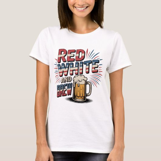 Vintager Rot-Weiß-Stil T-Shirt (Vorderseite)