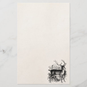 Vintager rote Rotwild-Hirsch-personalisierte Briefpapier