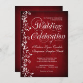 Vintager roter BlumenWirbel, der Einladungen (Vorne/Hinten)