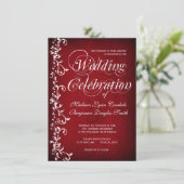 Vintager roter BlumenWirbel, der Einladungen (Stehend Vorderseite)