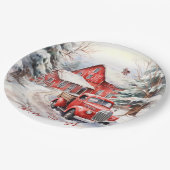 Vintager roter Farm Truck Roter Stall Pappteller (Schrägansicht)