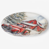 Vintager roter Farm Truck Roter Stall Pappteller (Schrägansicht)