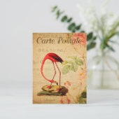 Vintager Roter Flamingo Postkarte (Stehend Vorderseite)