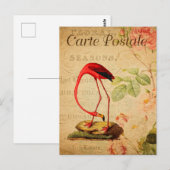 Vintager Roter Flamingo Postkarte (Vorne/Hinten)