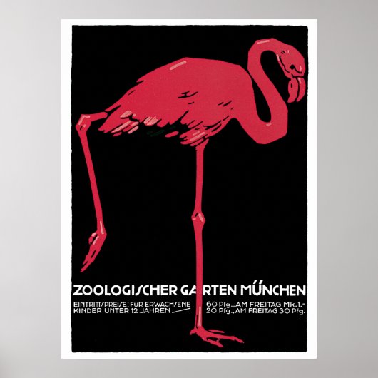 Vintager Roter Flamingo Zoo Poster (Vorne)