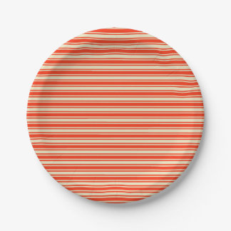 Vintager roter gelber Chic Stripes Muster Pappteller