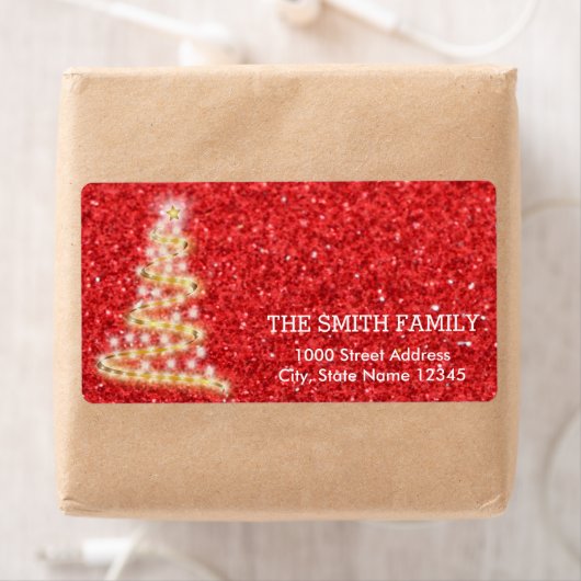 Vintager Roter Glitzer Weihnachtsbaum (Insitu)