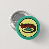 Vintager Roter Grüner Drache Lady Art Nouveau Stil Button (Vorne & Hinten)