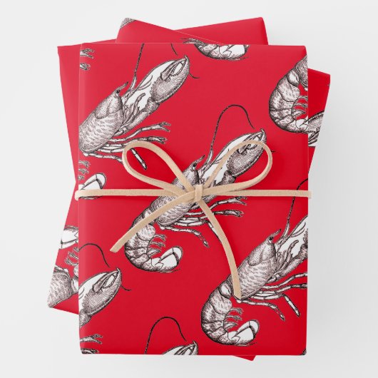 Vintager roter Hummer Geschenkpapier Set (Beispiel)