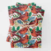Vintager Roter Kardinal Birnen Weihnachtsfeiertag Geschenkpapier Set (Beispiel)