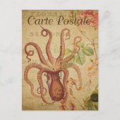 Vintager Roter Krake Postkarte (Vorderseite)