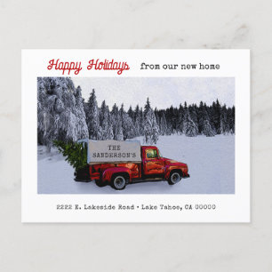 Vintager Roter Lieferwagen Truck Holiday Moving Postkarte