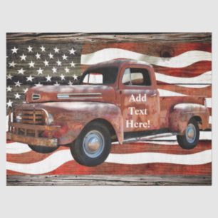 Vintager roter LKW - Amerikanische Flagge Seidenpapier